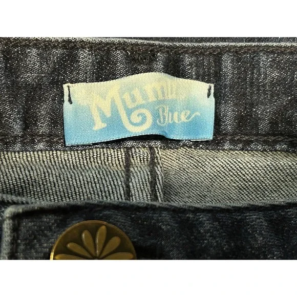 Mumu Blue Women's High Rise Flare Jeans Dark Indigo Patch Pocket Size 28 luxury - Picture 2 of 9